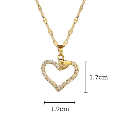 Trendy Heart Stainless Steel Zirconia Necklaces