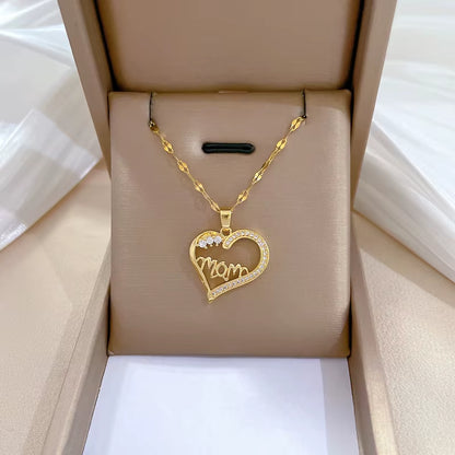 Trendy Heart Stainless Steel Zirconia Necklaces